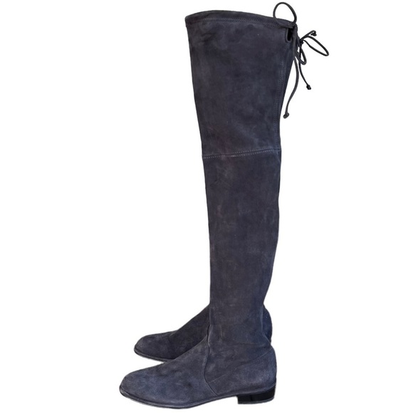 Stuart Weitzman Lowland Suede Over The Knee Boots Size 7.5M Gray Stretch Spain - Picture 4 of 16